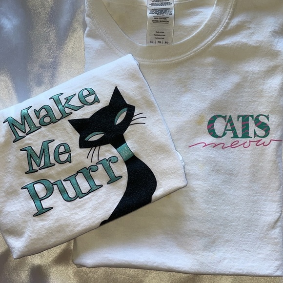 CATS MEOW New Orleans RARE 90s TShirts Make Me Purr & A Little Kitty Unisex L/XL - Picture 2 of 9